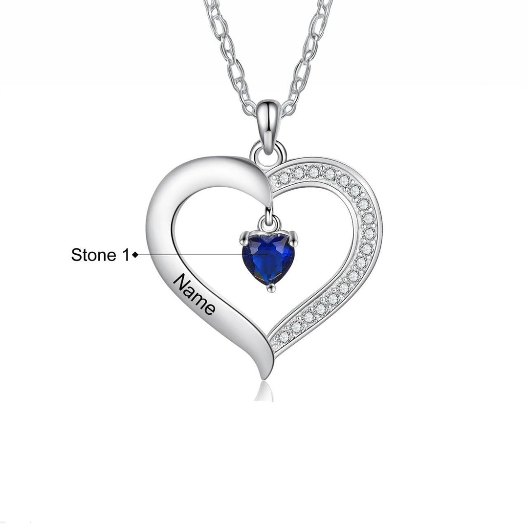 BowLift | Personalized Name & Birthstone Heart Hanging Pendant Necklace