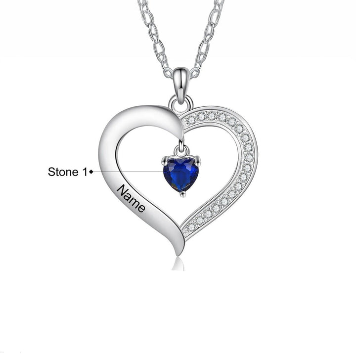 BowLift | Personalized Name & Birthstone Heart Hanging Pendant Necklace