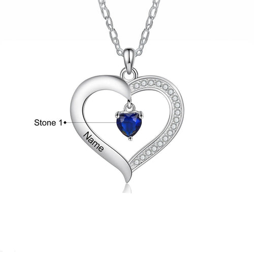 BowLift | Personalized Name & Birthstone Heart Hanging Pendant Necklace