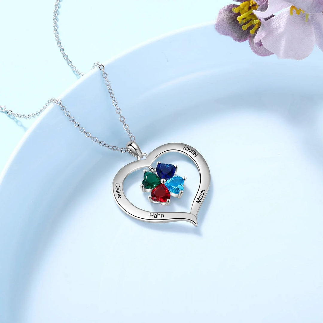 BowLift | Personalized Name & Birthstone Heart Hanging Pendant Necklace