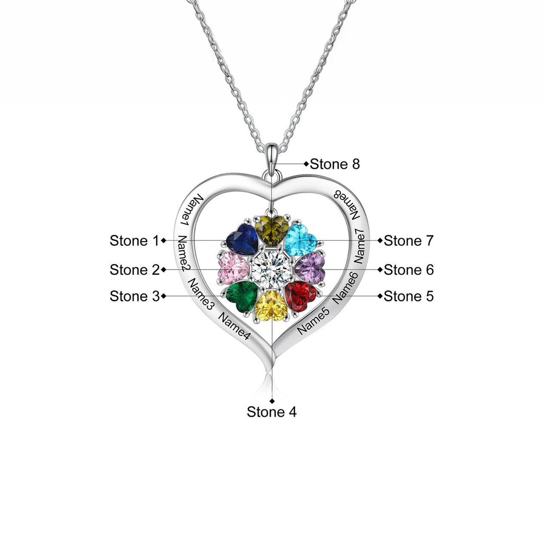 BowLift | Personalized Name & Birthstone Heart Hanging Pendant Necklace