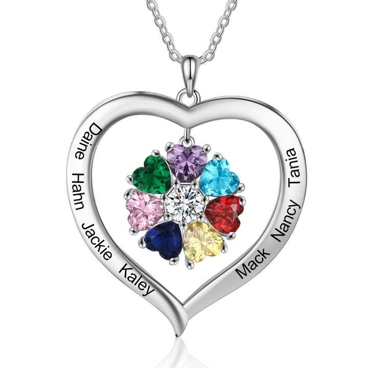 BowLift | Personalized Name & Birthstone Heart Hanging Pendant Necklace