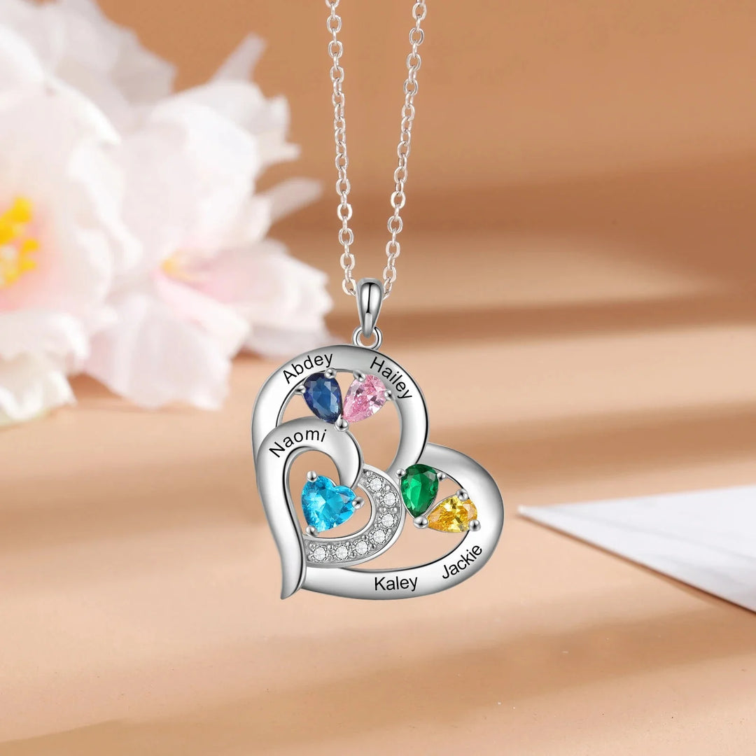 BowLift | Personalized Name & Birthstone Heart Necklace