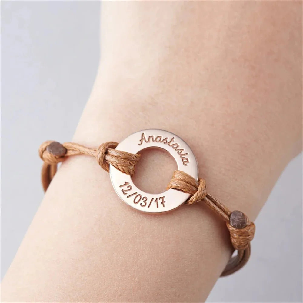 BowLift | Personalized Name Disc Rope Bracelet