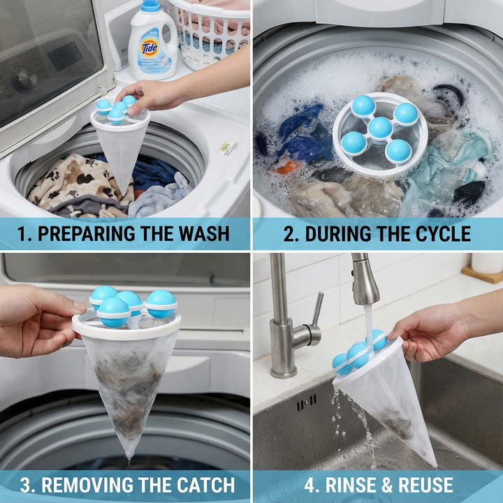 Pet Hair Laundry Filter for Washing Machines – Reusable Mesh Catcher Bowlift