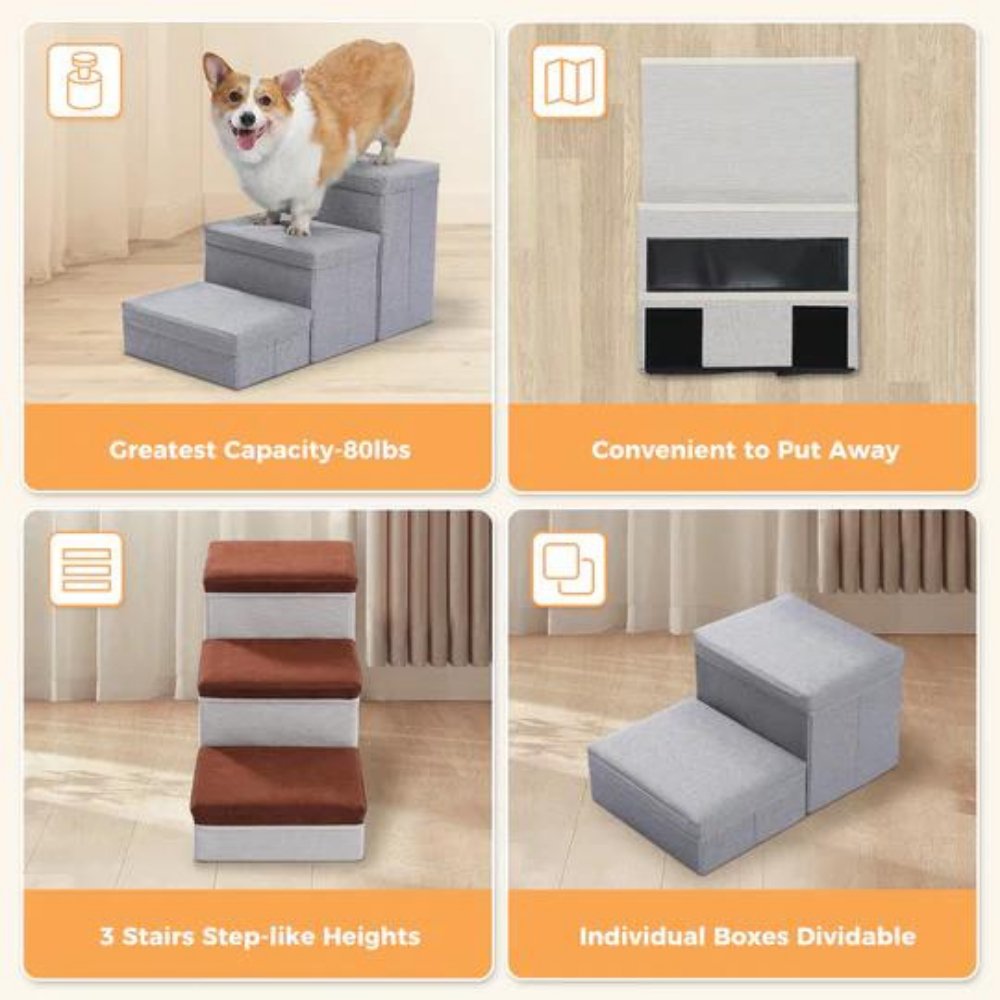 PetLift • 2 - in - 1 Foldable Dog Stairs & Storage Ladder - Dog Stairs - BowLift