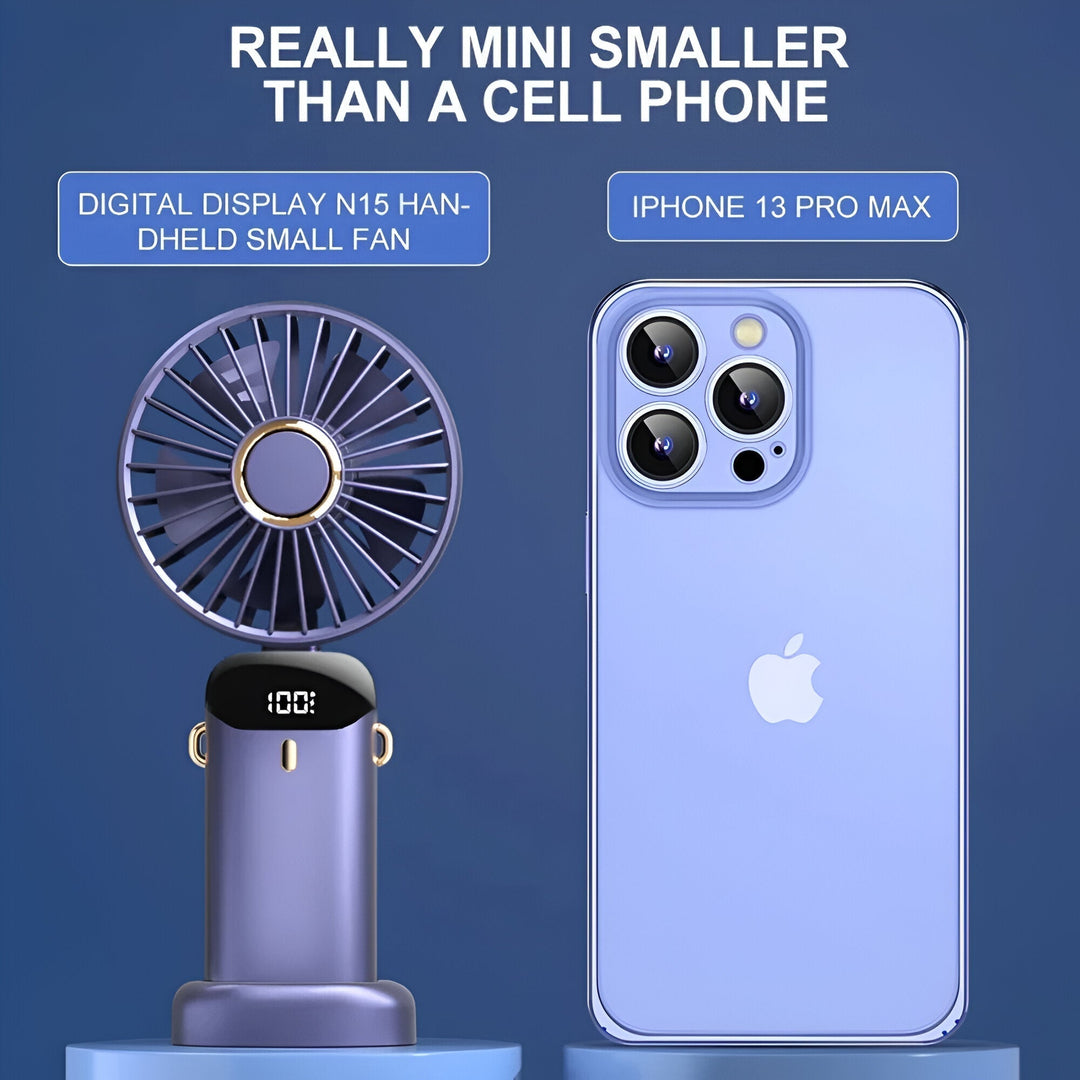 Rechargeable Handheld Mini Fan | 5-Speed, 90-Degree Adjustable & Quiet for Office, Home & Outdoor Use | Bowlift