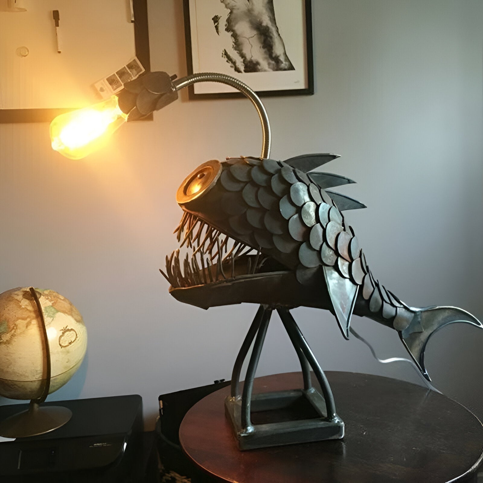 BowLift | Steampunk Angler Fish Lamp – Cool & Unusual Floor Lamp for Your Home