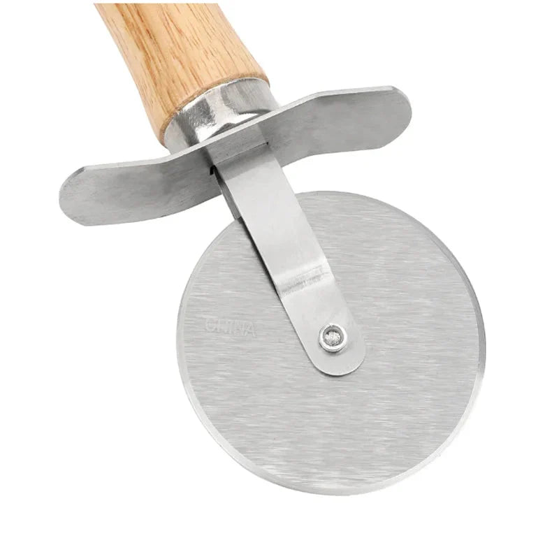 Pizza Cutter Wooden Handle Pastry Dough Cutter Cutting Wheel Slicer | Bowlift