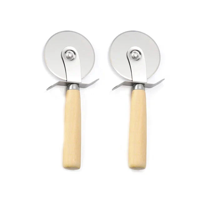 Pizza Cutter Wooden Handle Pastry Dough Cutter Cutting Wheel Slicer | Bowlift