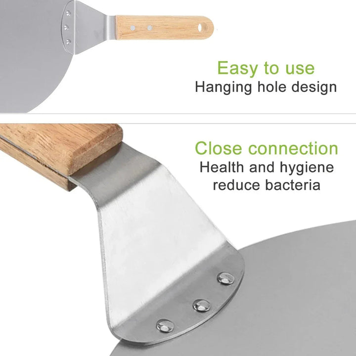 Pizza shovel stainless steel with wooden handle – Round | Bowlift