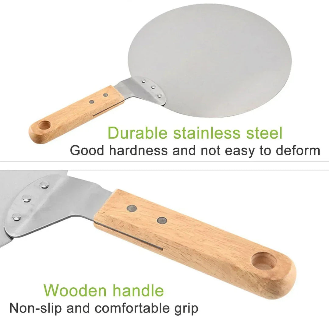 Pizza shovel stainless steel with wooden handle – Round | Bowlift
