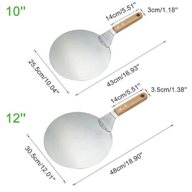 Pizza shovel stainless steel with wooden handle – Round | Bowlift