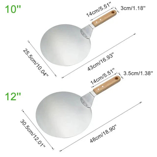Pizza Shovel Pastry Tools Stainless Steel Wooden Handle Peel Round | Bowlift
