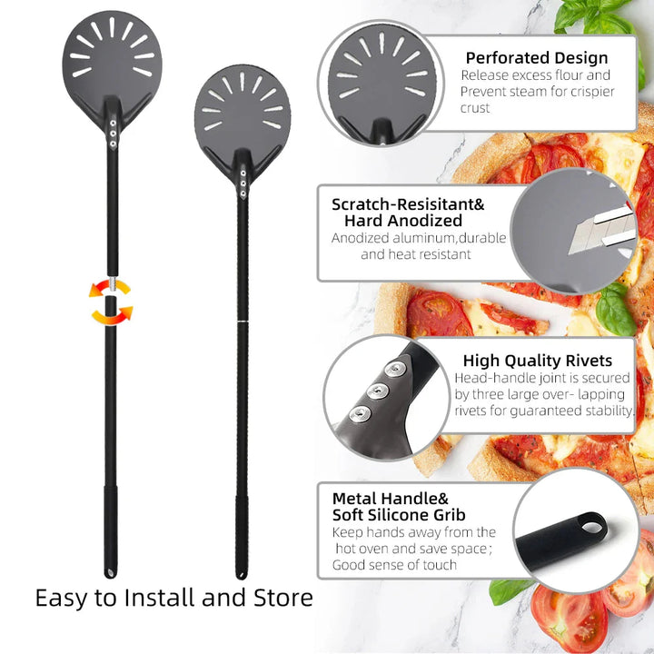 Pizza Shovel Turning Paddle Round Pizza Tool Wooden Handle Nonstick | Bowlift