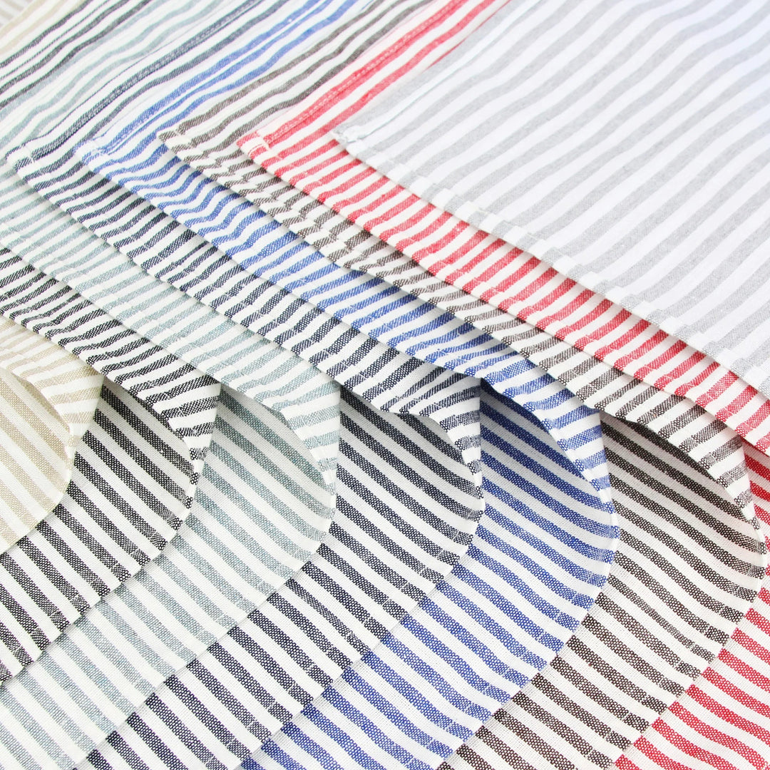 Plain Striped Cotton Linen Blend Table Napkins Set of 12 Cloth Napkins | Bowlift