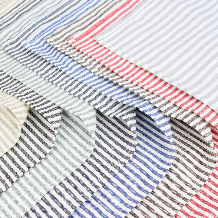Plain Striped Cotton Linen Blend Table Napkins Set of 12 Cloth Napkins | Bowlift