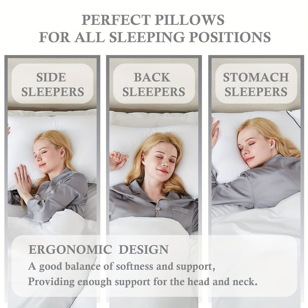 1pc Luxury Hotel Quality Bed Pillow - Cooling & Supportive - Perfect For Bedroom Guest Rooms - Soft Down Alternative Filling For Back, Stomach & Side Sleepers | Bowlift