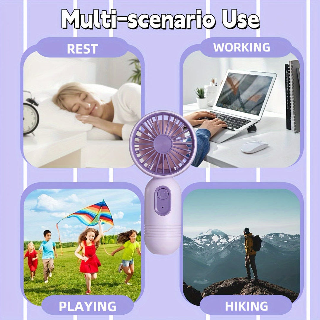1PC Mini Portable Fan, USB Rechargeable, With 3 Speeds - Handheld Fan For Men And Women - Perfect For Office, Outdoor, Travel, And Camping | Bowlift