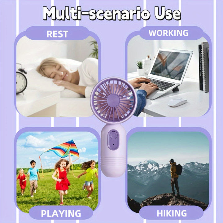 1PC Mini Portable Fan, USB Rechargeable, With 3 Speeds - Handheld Fan For Men And Women - Perfect For Office, Outdoor, Travel, And Camping | Bowlift