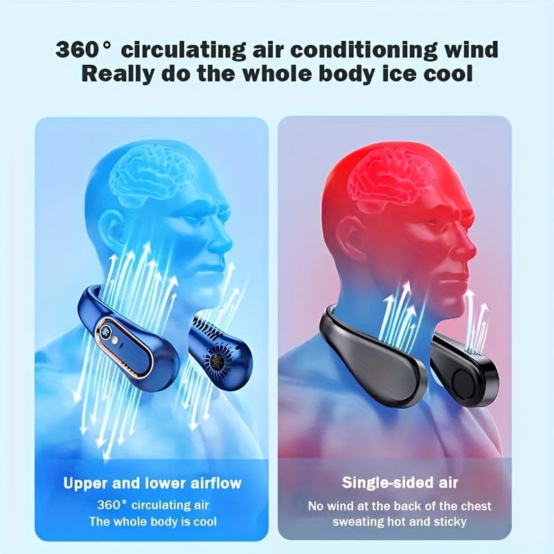 1pc Vaneless Hanging Neck Fan, Portable USB Cooler Fan With 5 Speeds And Digital Display - Super Strong Technology And Bladeless Design For Outdoor Use | Bowlift