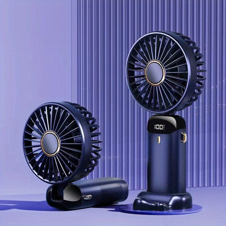 Planet Gates Portable Handheld Mini Fan USB Rechargeable with LED Display 5 Speeds 90° Foldable Battery Operated for Office Bedroom Outdoor Travel Camping Back to School Supplies