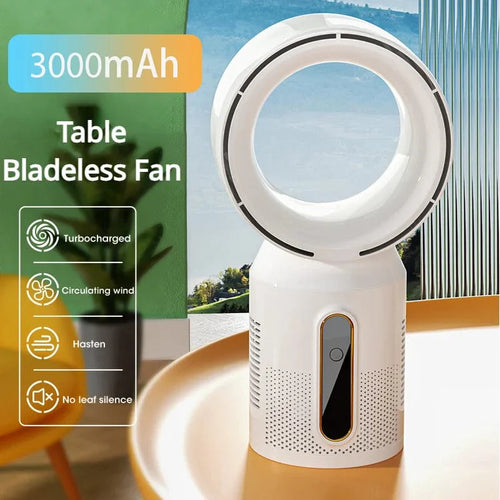 Desktop Bladeless Electric Fan Table Fan 5 Speed Tower Fan For Baby Cooler Air Conditioner USB Rechargeable Cooler Fan | Bowlift