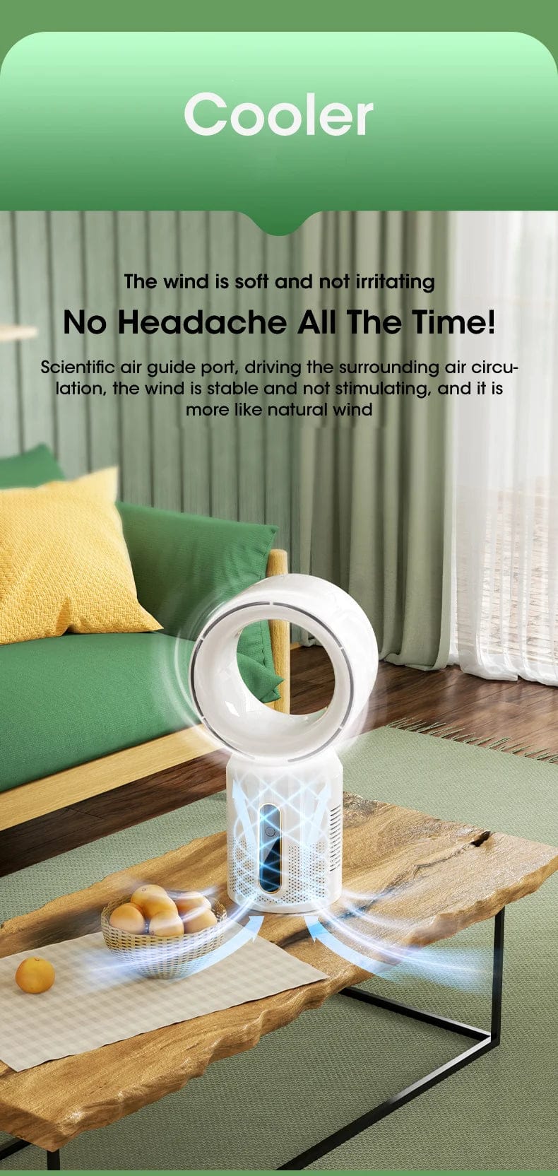 Desktop Bladeless Electric Fan Table Fan 5 Speed Tower Fan For Baby Cooler Air Conditioner USB Rechargeable Cooler Fan | Bowlift
