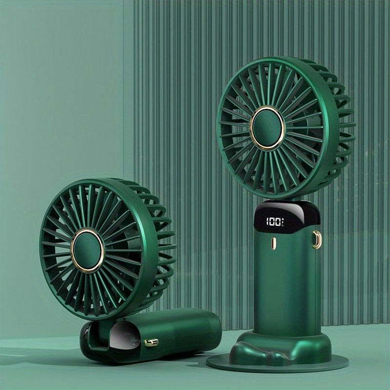 Portable Handheld Mini Fan USB Rechargeable with LED Display 5 Speeds 90° Foldable Battery Operated for Office Bedroom Outdoor Travel Camping Back to School Supplies | Bowlift