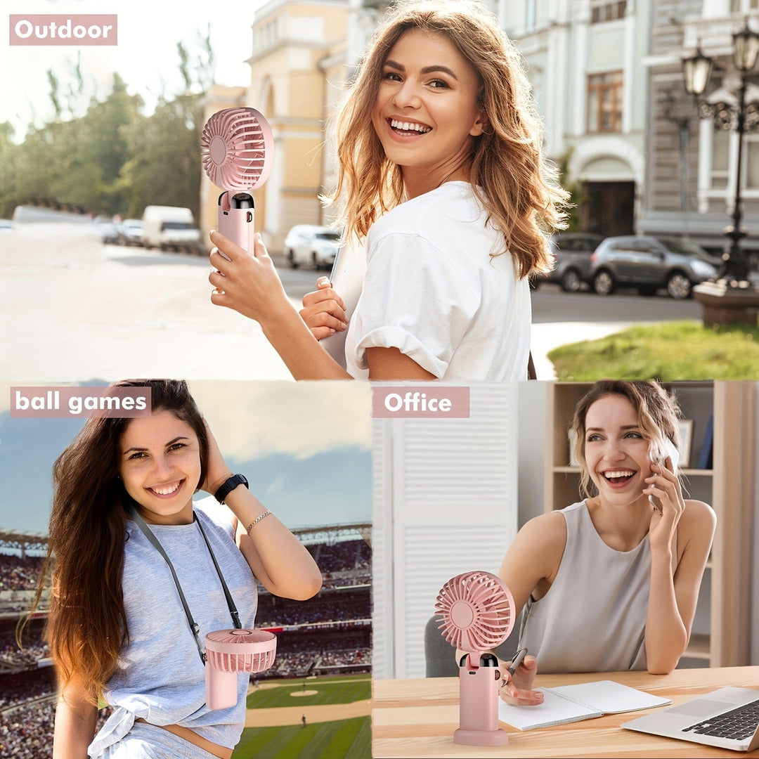 Portable Handheld Mini Fan USB Rechargeable with LED Display 5 Speeds 90° Foldable Battery Operated for Office Bedroom Outdoor Travel Camping Back to School Supplies | Bowlift