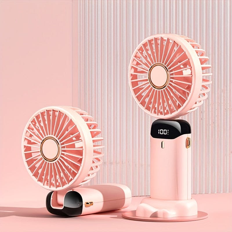 Portable Handheld Mini Fan USB Rechargeable with LED Display 5 Speeds 90° Foldable Battery Operated for Office Bedroom Outdoor Travel Camping Back to School Supplies | Bowlift