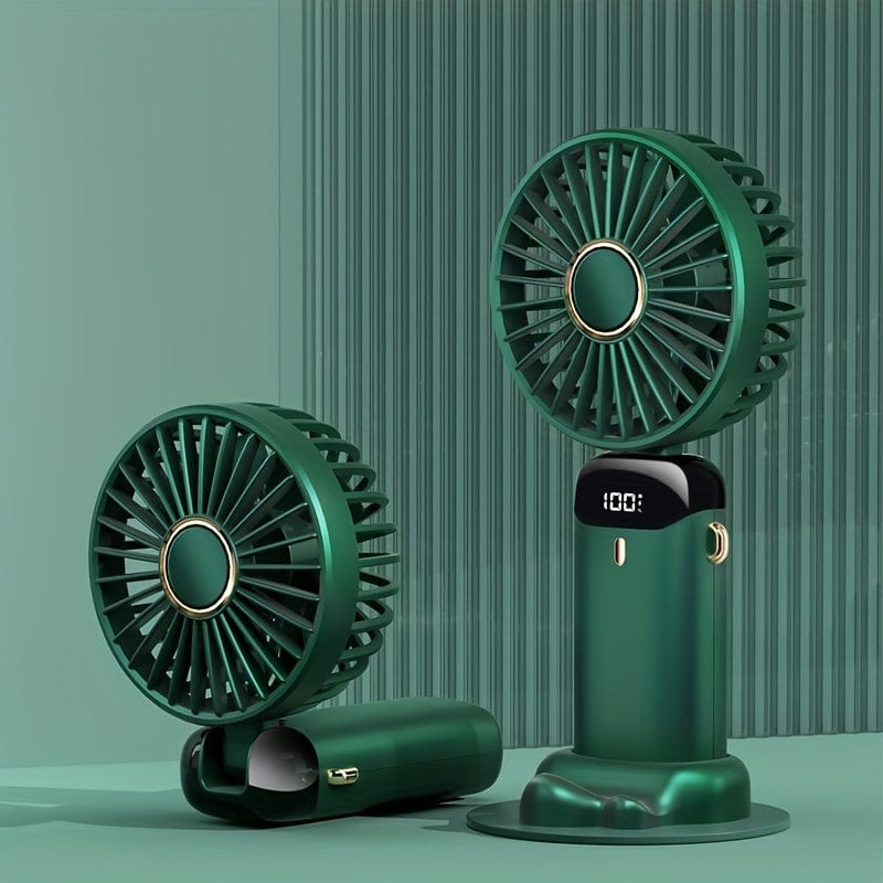 Portable Handheld Mini Fan USB Rechargeable with LED Display 5 Speeds 90° Foldable Battery Operated for Office Bedroom Outdoor Travel Camping Back to School Supplies | Bowlift