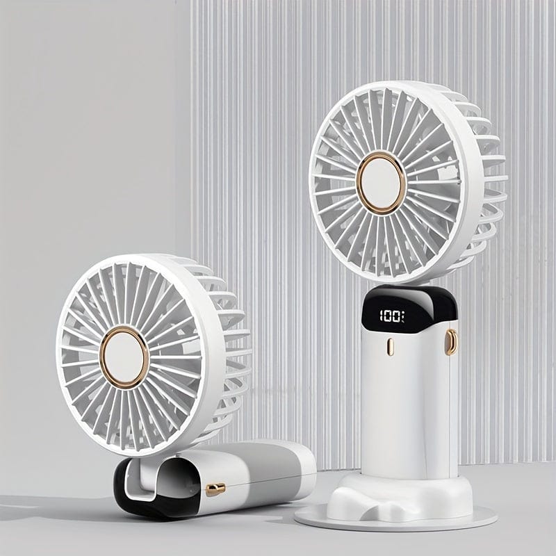 Portable Handheld Mini Fan USB Rechargeable with LED Display 5 Speeds 90° Foldable Battery Operated for Office Bedroom Outdoor Travel Camping Back to School Supplies | Bowlift
