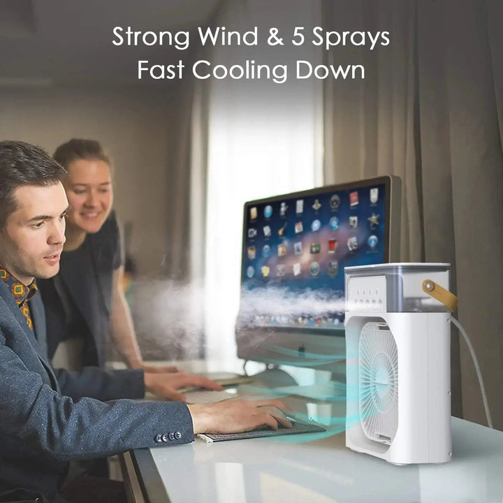 Portable Humidifier Fan Air Conditioner Household Small Air Cooler Hydrocooling Portable Air Adjustment For Office 3 Speed Fan | Bowlift