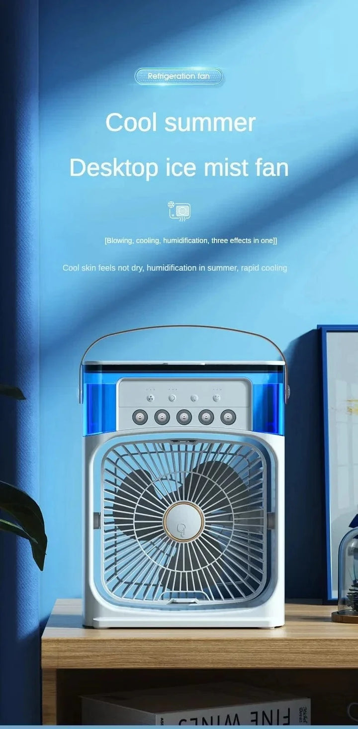 Portable Humidifier Fan Air Conditioner Household Small Air Cooler Hydrocooling Portable Air Adjustment For Office 3 Speed Fan | Bowlift