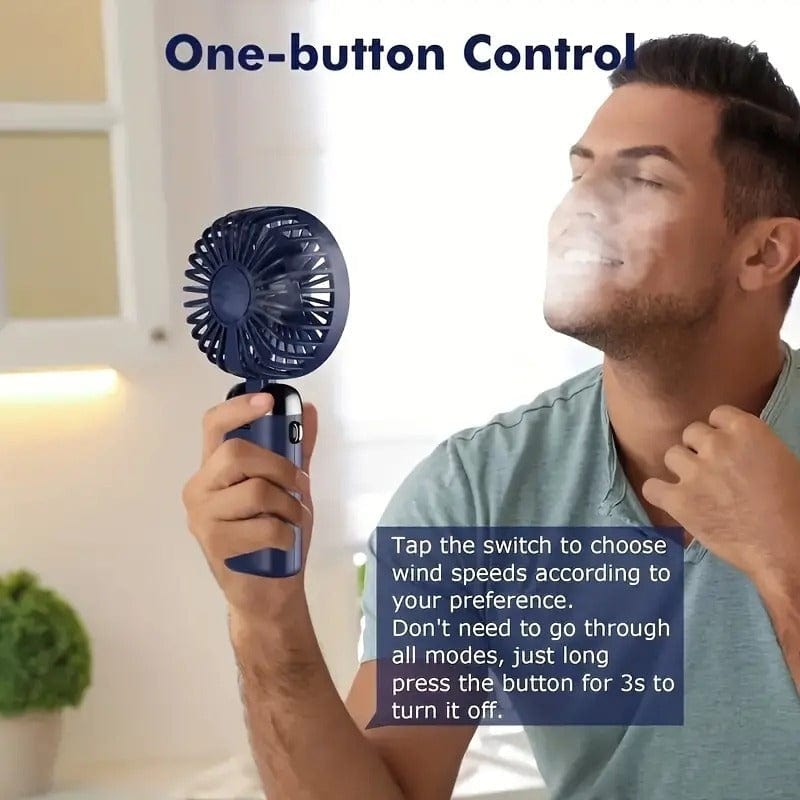 Portable Mini USB Fan LED Digital Display 5 Speeds 21hrs Battery Life Quiet Operation Ideal for Summer Travel and Household Use | Bowlift