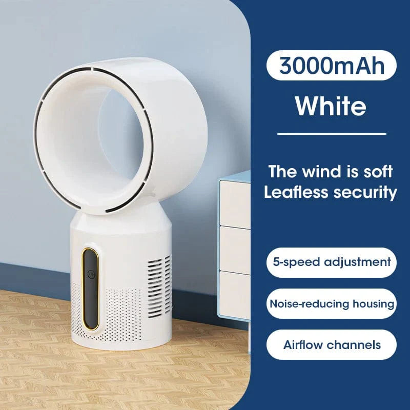 Desktop Bladeless Electric Fan Table Fan 5 Speed Tower Fan For Baby Cooler Air Conditioner USB Rechargeable Cooler Fan | Bowlift