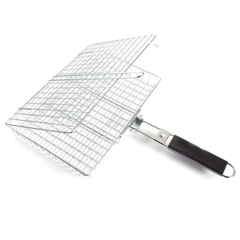 Portable Folding BBQ Grill Basket With Handle Cook Accessories Outdoor | Bowlift