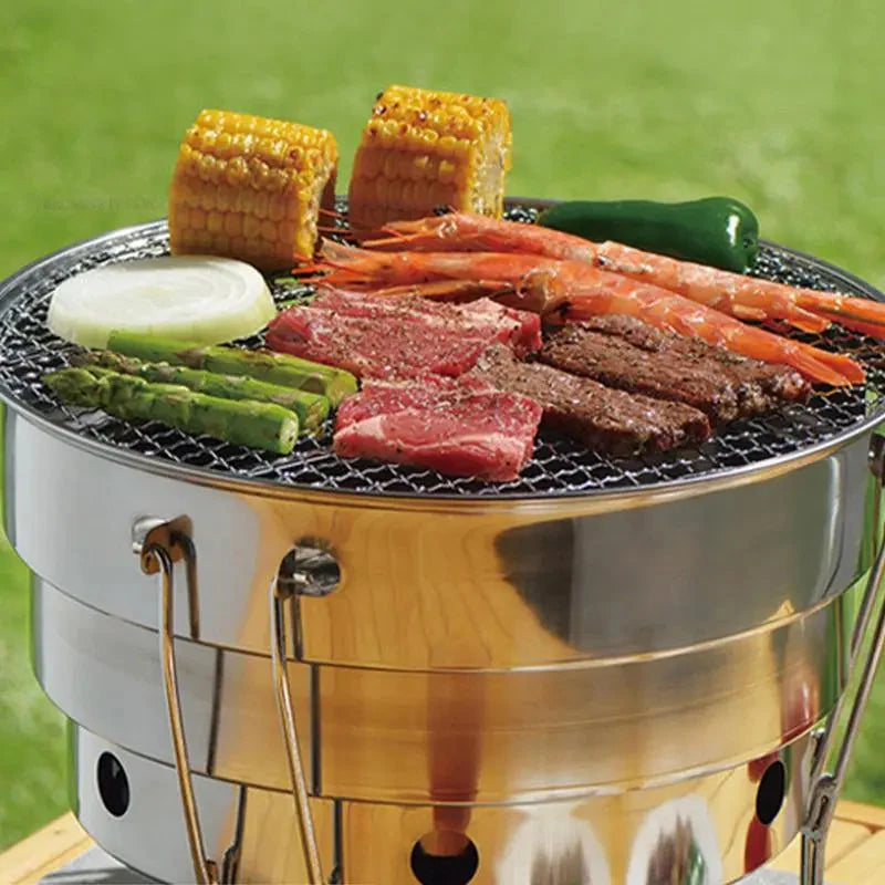 Portable Outdoor BBQ Grill Stainless Steel Fire Pit Charcoal Grill Burner | Bowlift