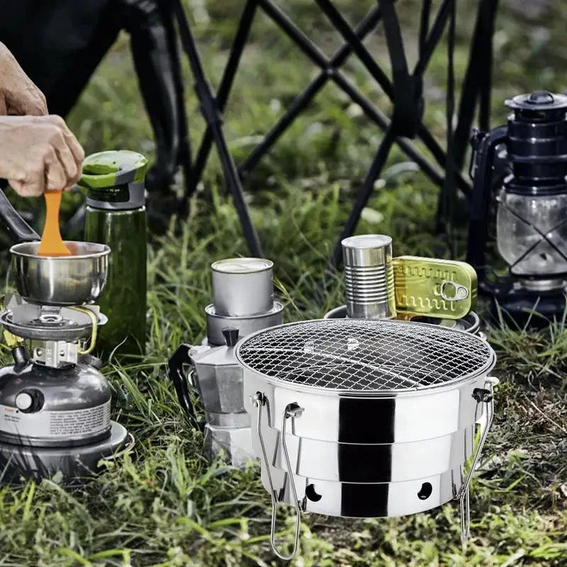 Portable Outdoor BBQ Grill Stainless Steel Fire Pit Charcoal Grill Burner | Bowlift