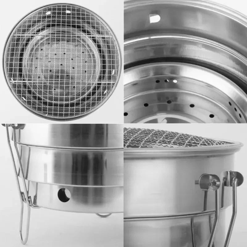 Portable Outdoor BBQ Grill Stainless Steel Fire Pit Charcoal Grill Burner | Bowlift