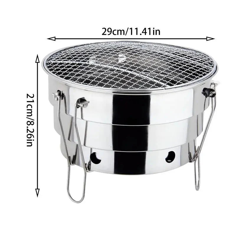 Portable Outdoor BBQ Grill Stainless Steel Fire Pit Charcoal Grill Burner | Bowlift