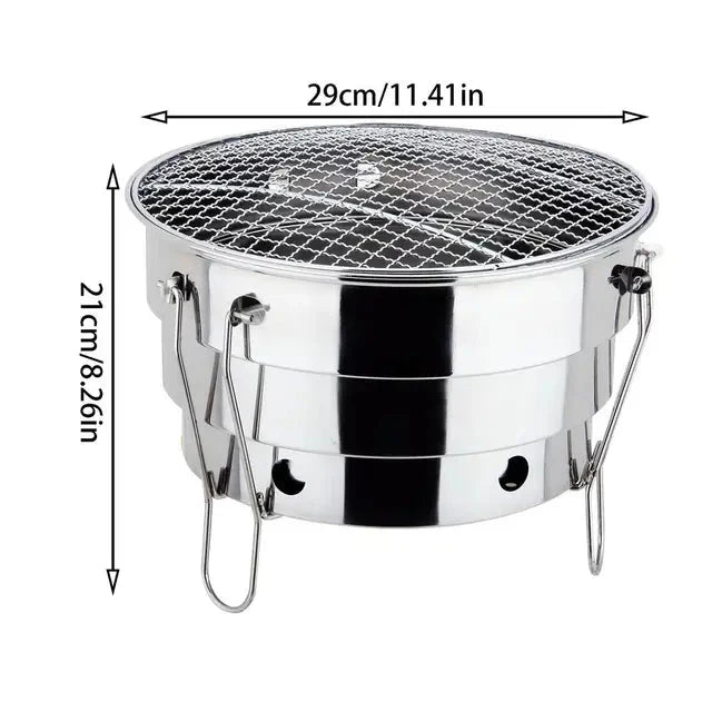 Portable Outdoor BBQ Grill Stainless Steel Fire Pit Charcoal Grill Burner | Bowlift