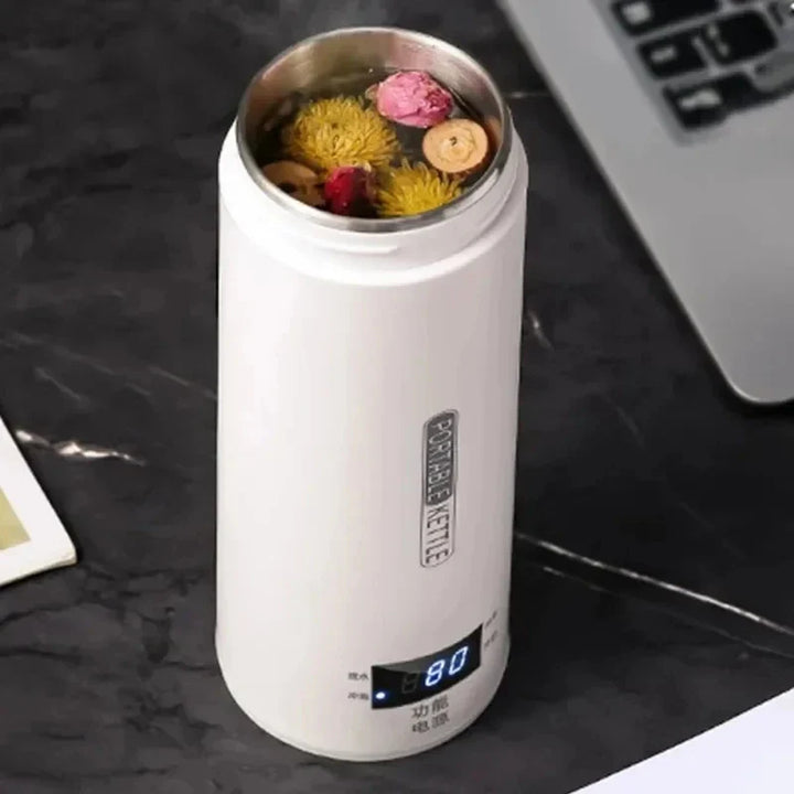 Portable Stainless Steel Electric Kettle Travel Boiler with Thermal Cup | Bowlift