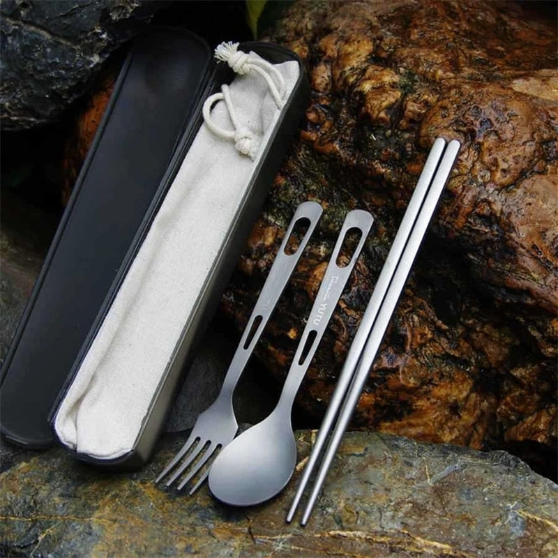 Portable Tableware Set Pure Titanium Frosted Travel Dinnerware | Bowlift