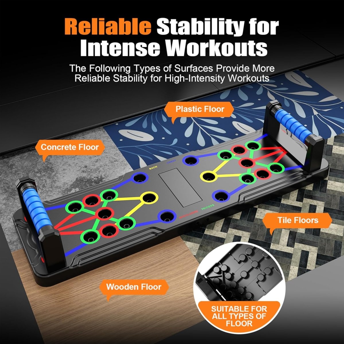 BowLift | Powerflex Push-Up Training Board – Color-Coded Chest, Shoulder & Triceps Workout – Durable & Portable Design – All Fitness Levels