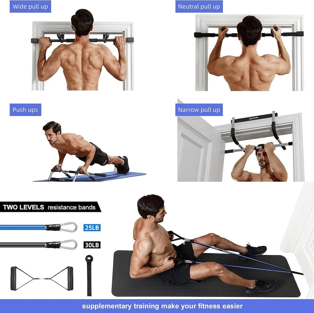 BowLift | PowerGrip Pull-Up Bar – Heavy Duty Doorway Chin-Up Bar – 200 kg Capacity – Multi-Grip for Full Upper Body Workout