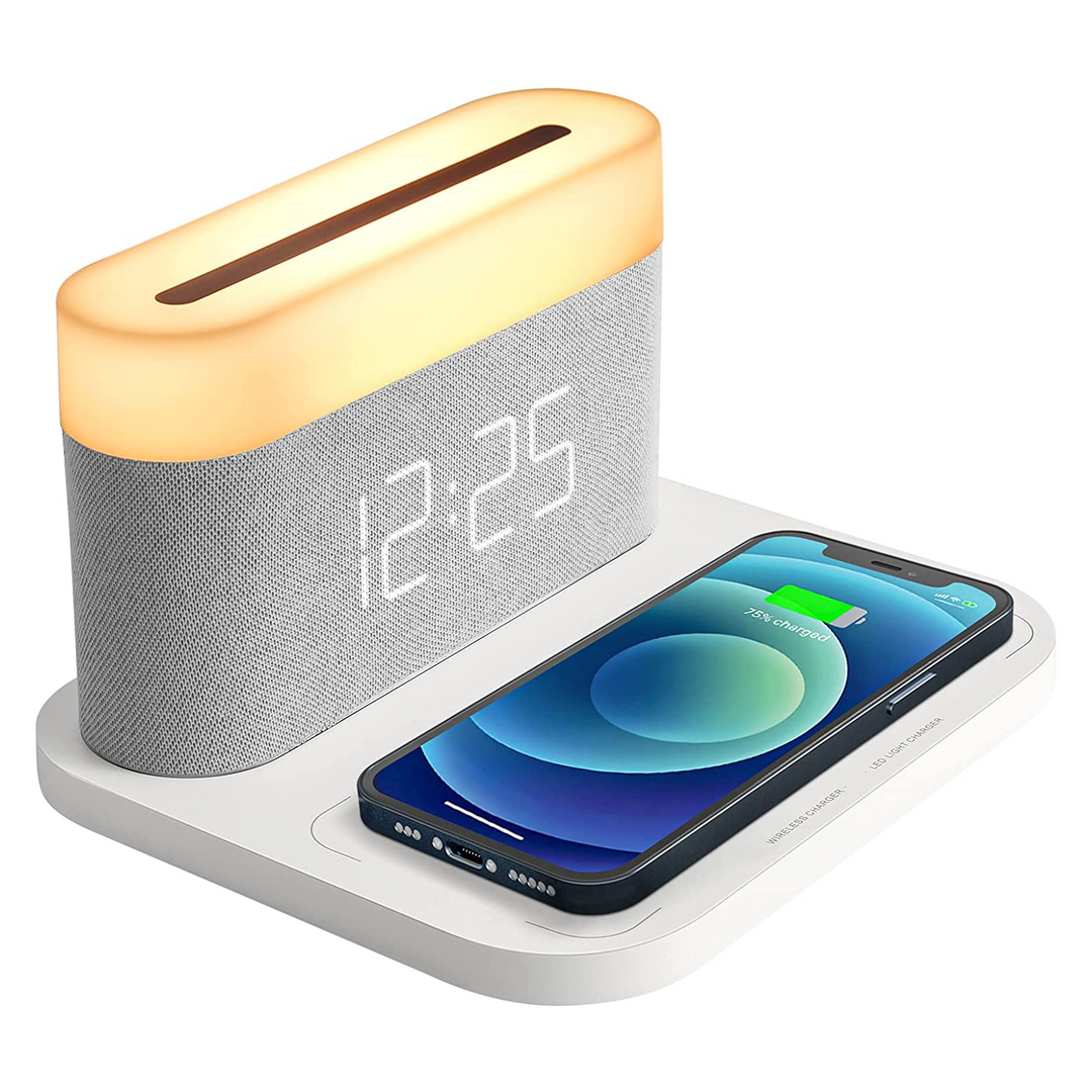 BowLift | 3-in-1 Wireless Charger, LED Lamp & Digital Alarm Clock | Fast Charging Dock