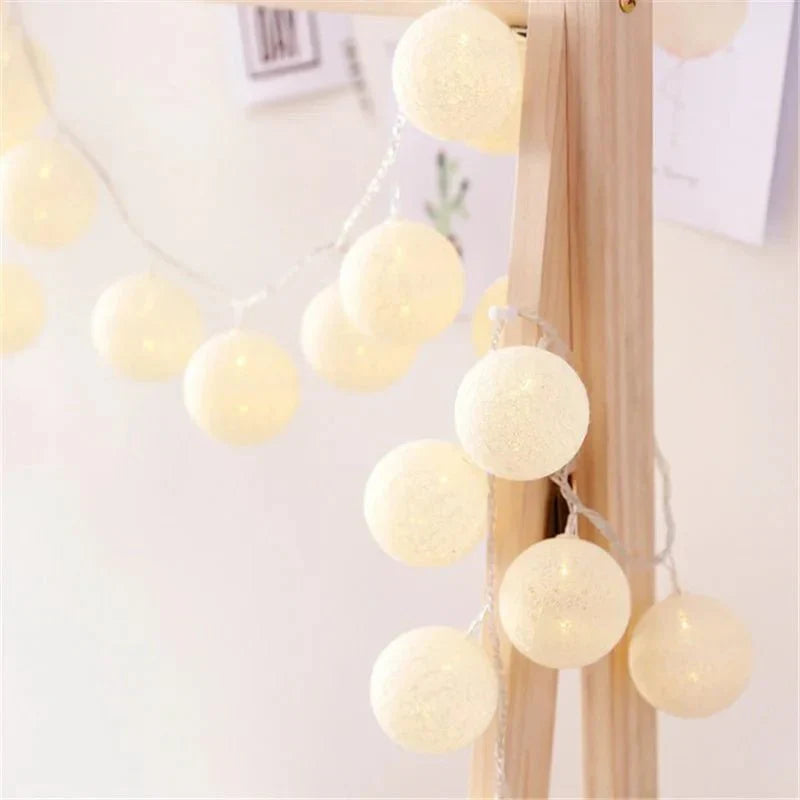 BowLift | Pretty Pastel Cotton Ball Fairy Lights Garland