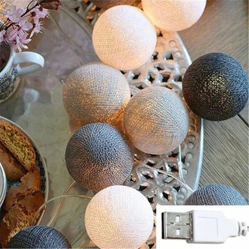 BowLift | Pretty Pastel Cotton Ball Fairy Lights Garland